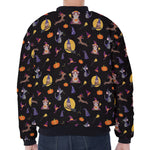 Animal Wizard Pattern Print Zip Sleeve Bomber Jacket