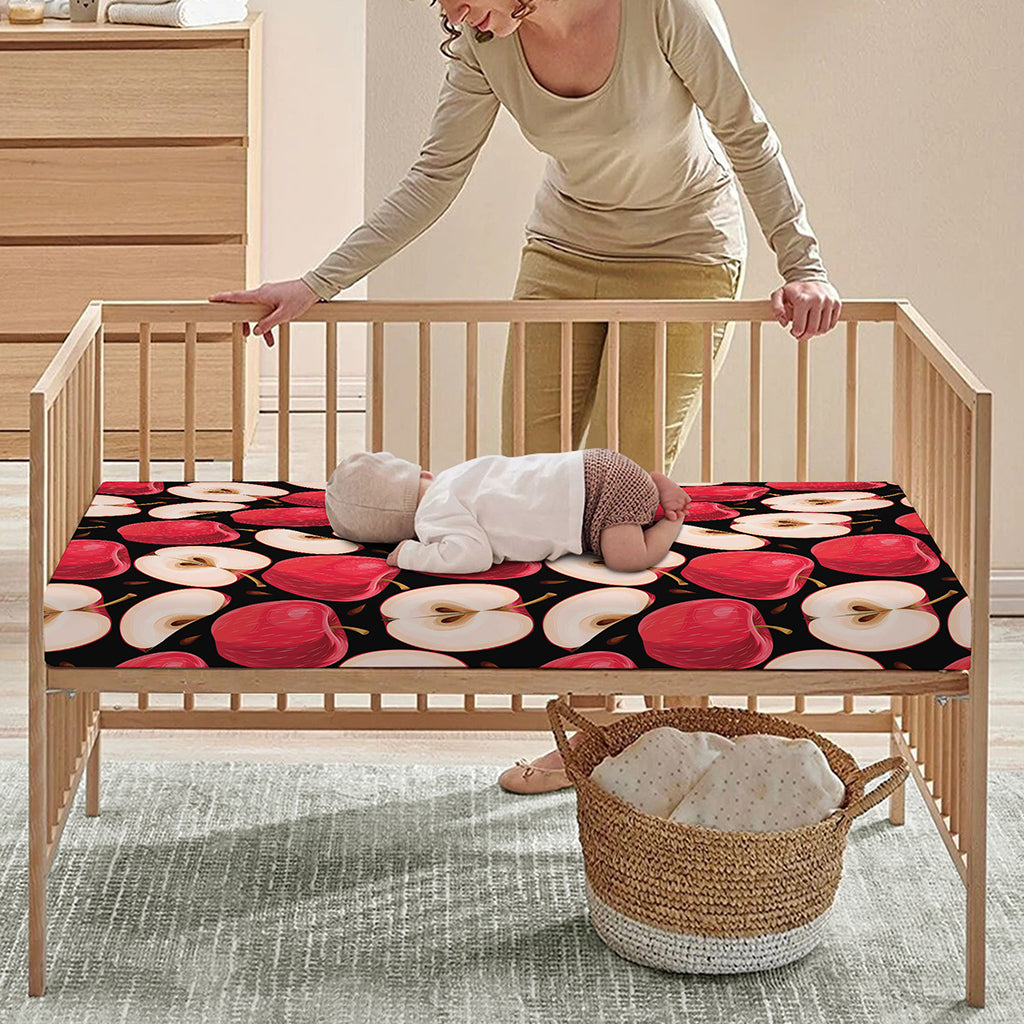 Apple Pattern Print Baby Crib Sheet