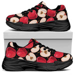 Apple Pattern Print Black Chunky Shoes