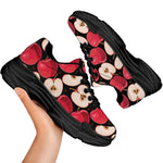 Apple Pattern Print Black Chunky Shoes