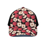 Apple Pattern Print Black Mesh Trucker Cap