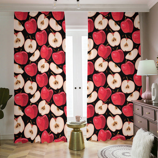 Apple Pattern Print Blackout Pencil Pleat Curtains