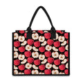 Apple Pattern Print Canvas Tote Bag