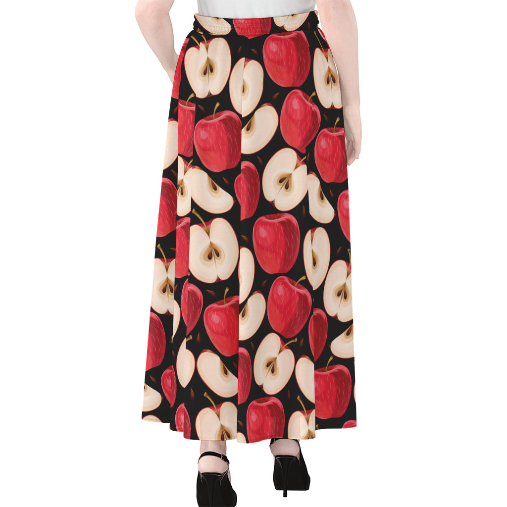 Apple Pattern Print Chiffon Maxi Skirt