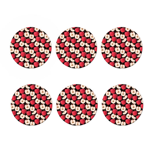 Apple Pattern Print Coaster Set