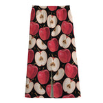 Apple Pattern Print Cotton Front Slit Maxi Skirt