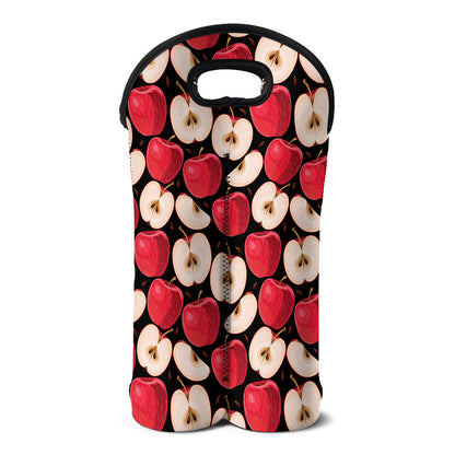 Apple Pattern Print Double Neoprene Wine Tote