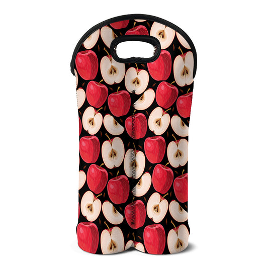 Apple Pattern Print Double Neoprene Wine Tote