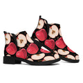 Apple Pattern Print Flat Ankle Boots