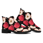 Apple Pattern Print Flat Ankle Boots