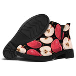 Apple Pattern Print Flat Ankle Boots