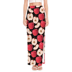 Apple Pattern Print High Slit Maxi Skirt