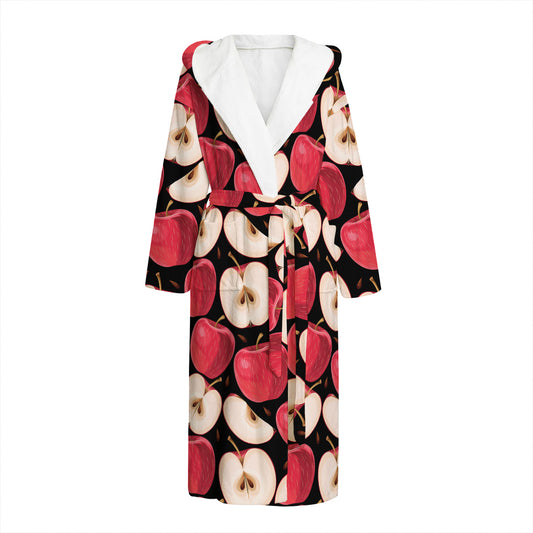 Apple Pattern Print Hooded Bathrobe