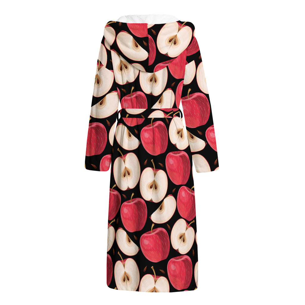 Apple Pattern Print Hooded Bathrobe