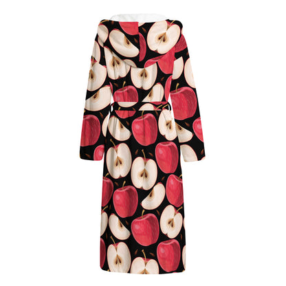 Apple Pattern Print Hooded Bathrobe