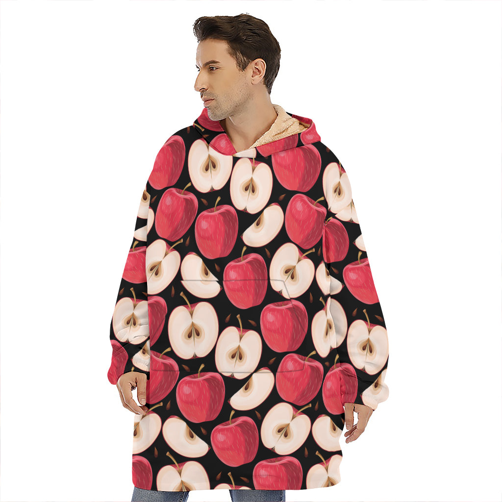 Apple Pattern Print Hoodie Blanket