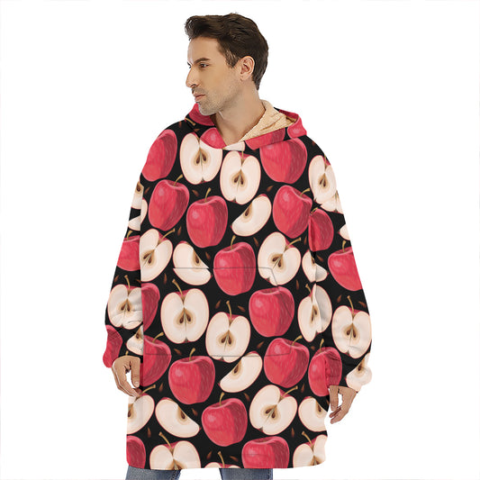 Apple Pattern Print Hoodie Blanket