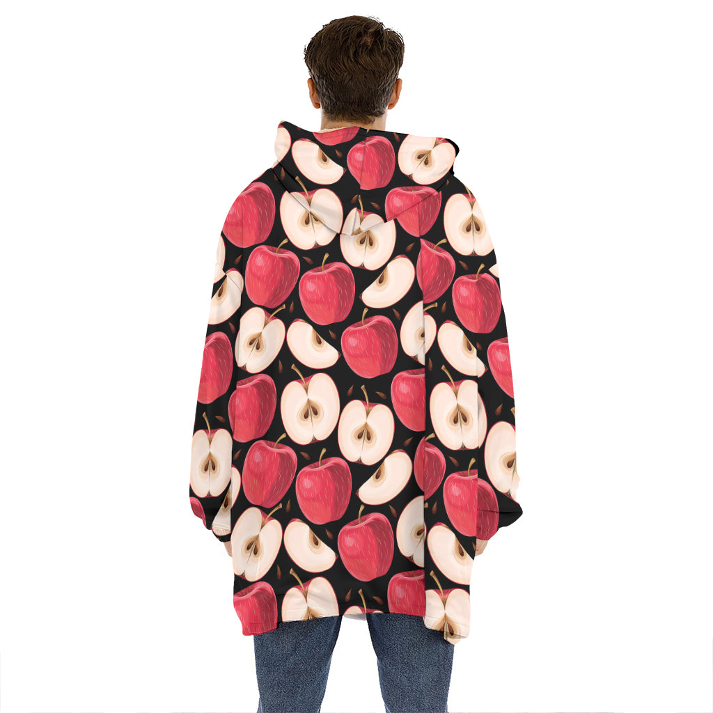 Apple Pattern Print Hoodie Blanket