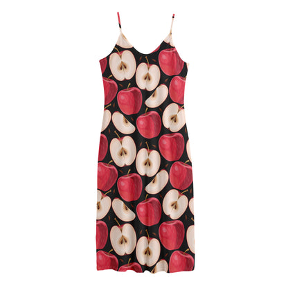 Apple Pattern Print Jersey Midi Cami Dress
