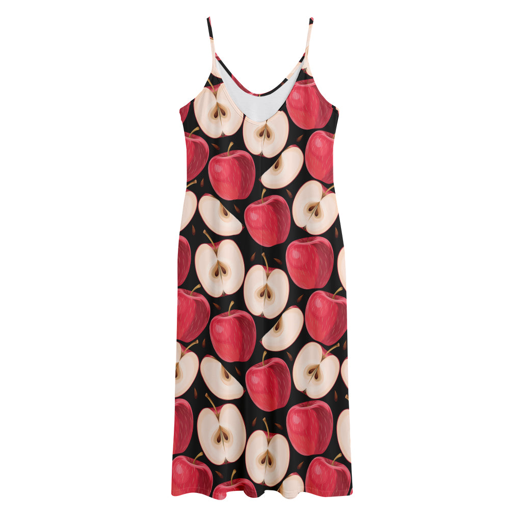 Apple Pattern Print Jersey Midi Cami Dress