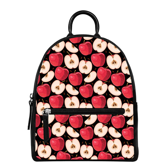 Apple Pattern Print Leather Backpack
