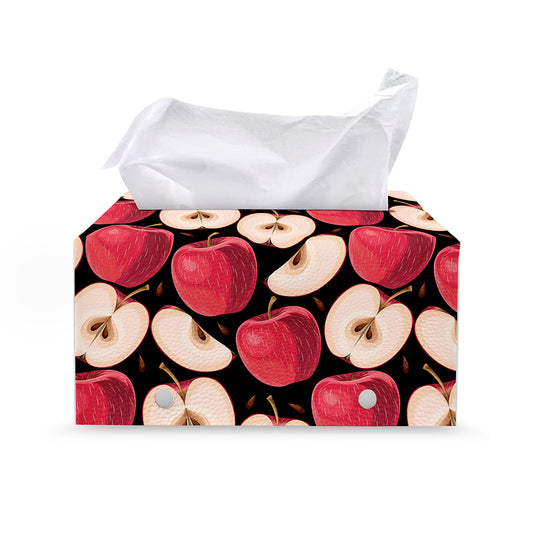 Apple Pattern Print Leather Tissue Box Cover