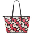Apple Pattern Print Leather Tote Bag With Zipper