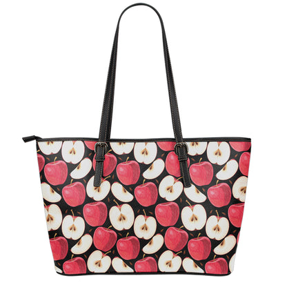 Apple Pattern Print Leather Tote Bag