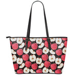 Apple Pattern Print Leather Tote Bag