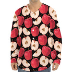 Apple Pattern Print Long Sleeve Baseball Jersey