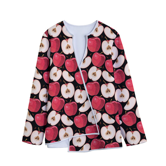 Apple Pattern Print Long Sleeve Short Coat