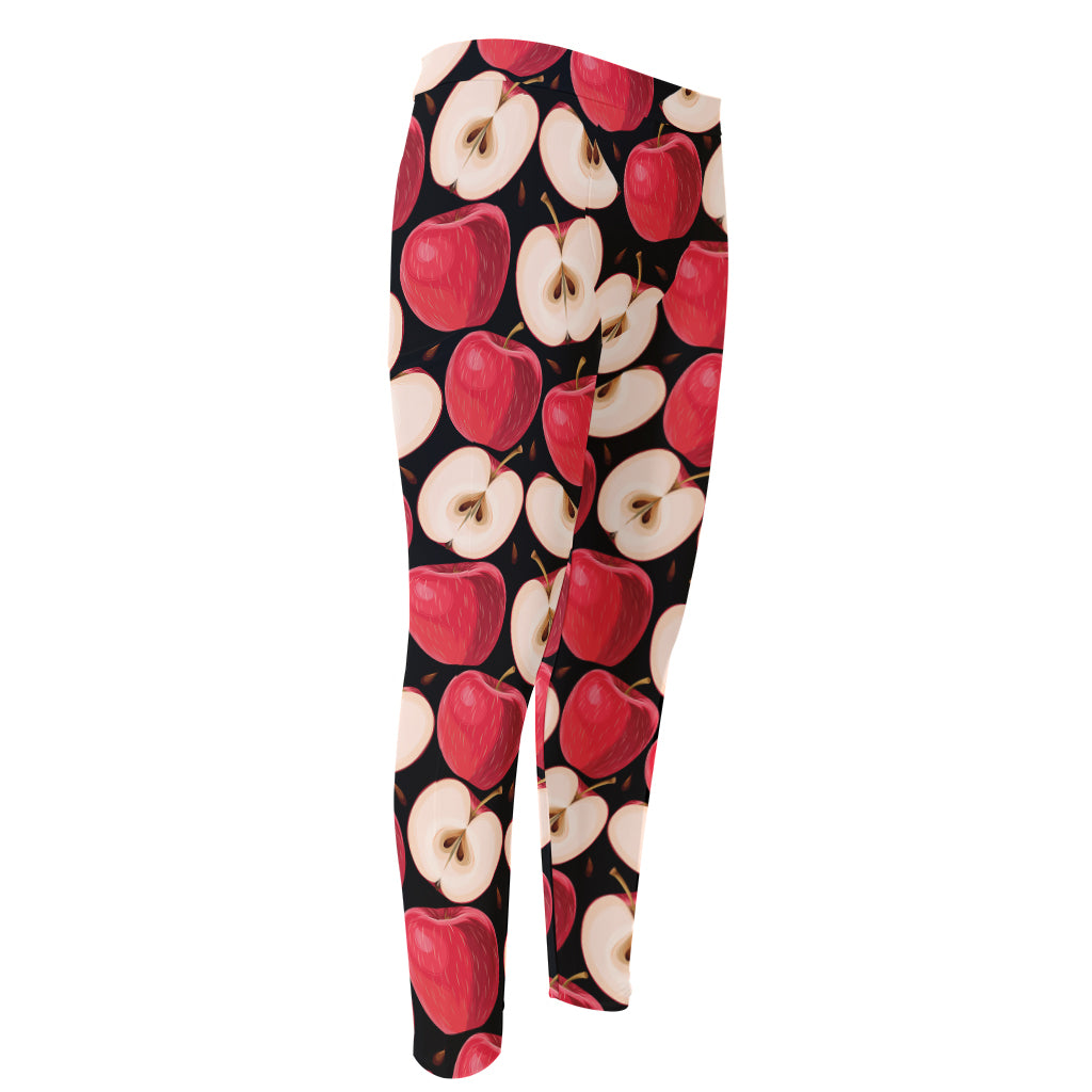 Apple Pattern Print Men's Compression Pants