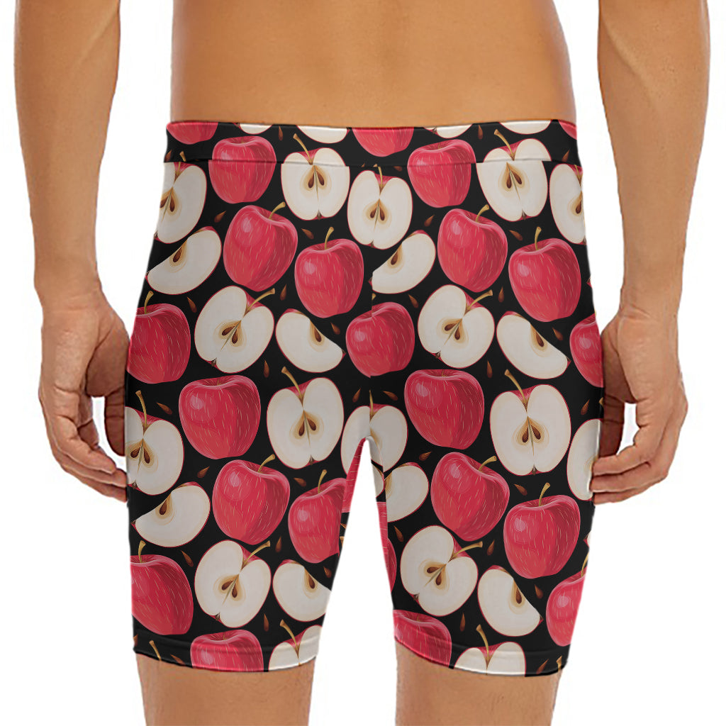 Apple Pattern Print Men's Long Boxer Briefs