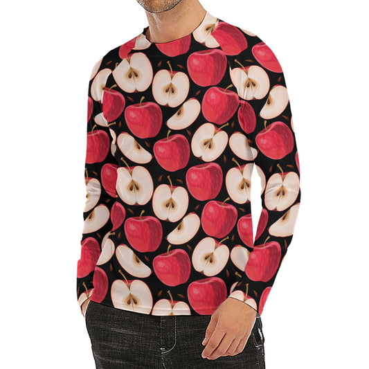 Apple Pattern Print Men's Long Sleeve Rash Guard