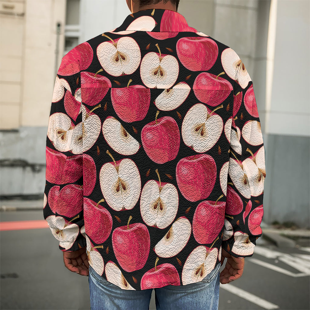 Apple Pattern Print Men's Shirt Jacket