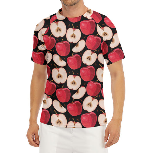 Apple Pattern Print Men's Short Sleeve Rash Guard