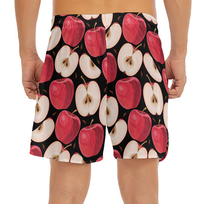 Apple Pattern Print Men's Split Running Shorts