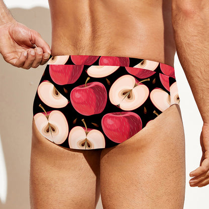 Apple Pattern Print Men's Swim Briefs