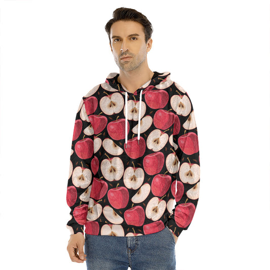 Apple Pattern Print Men's Velvet Pullover Hoodie