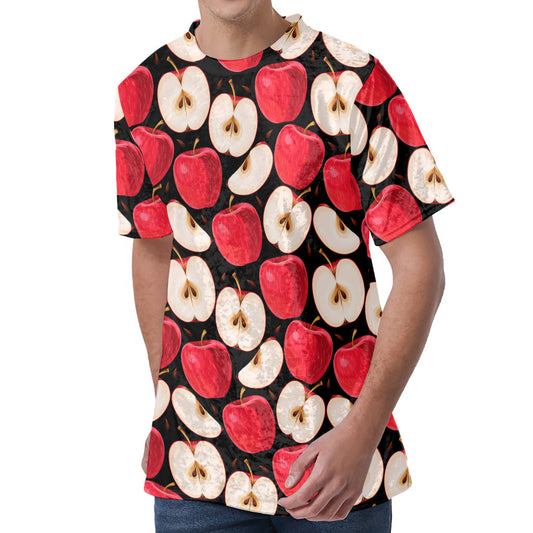 Apple Pattern Print Men's Velvet T-Shirt
