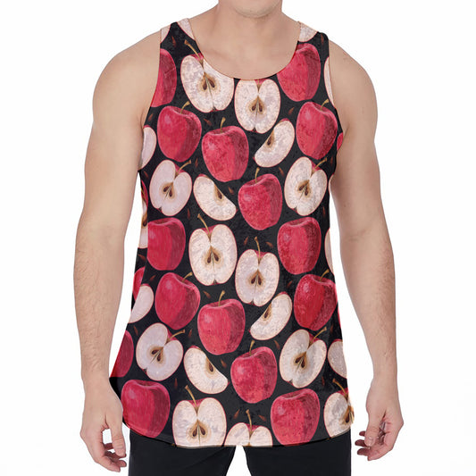 Apple Pattern Print Men's Velvet Tank Top