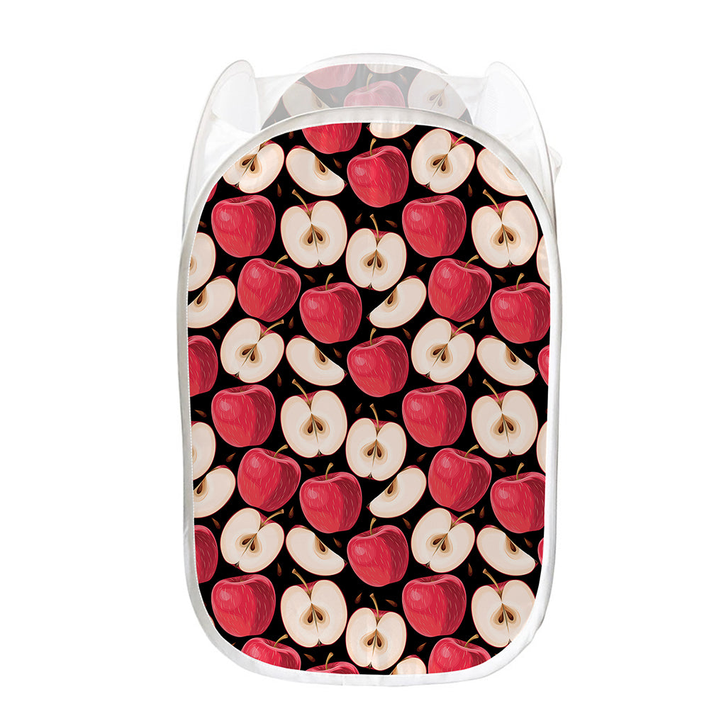 Apple Pattern Print Mesh Laundry Hamper