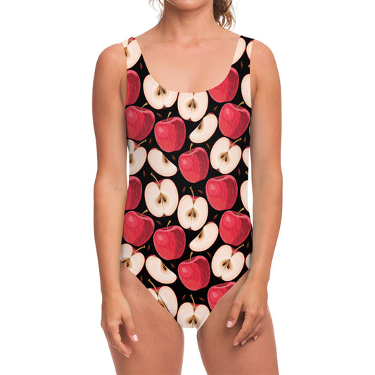 Apple Pattern Print One Piece Swimsuit