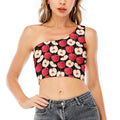 Apple Pattern Print One Shoulder Crop Top