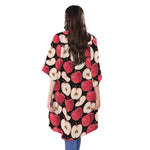 Apple Pattern Print Open Front Beach Cover Up