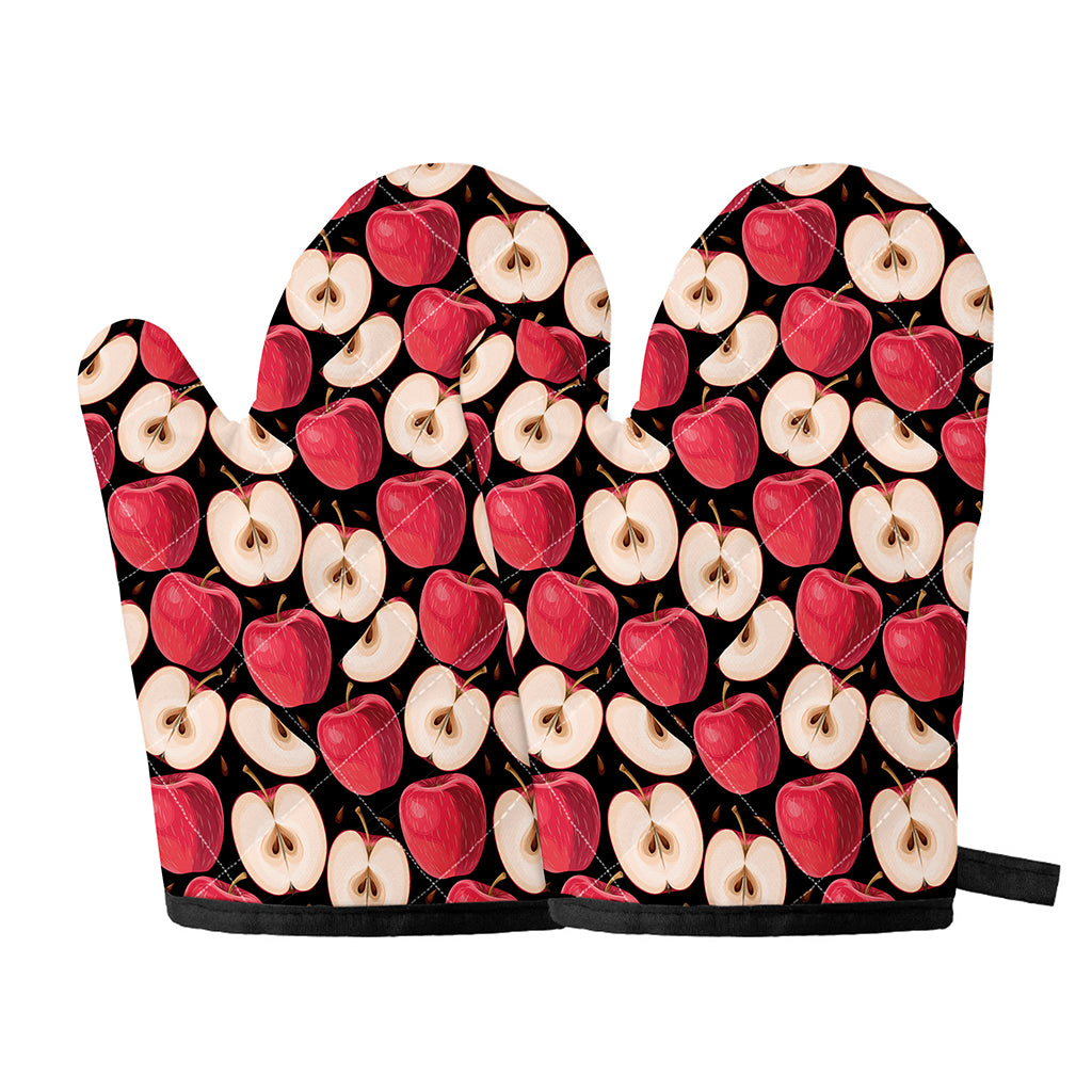 Apple Pattern Print Oven Mitts