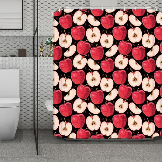 Apple Pattern Print Polyester Shower Curtain