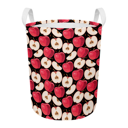 Apple Pattern Print Round Laundry Basket