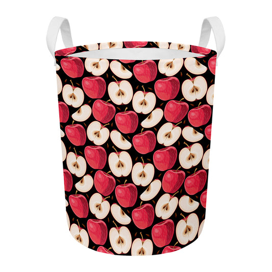 Apple Pattern Print Round Laundry Basket