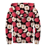 Apple Pattern Print Sherpa Lined Zip Up Hoodie